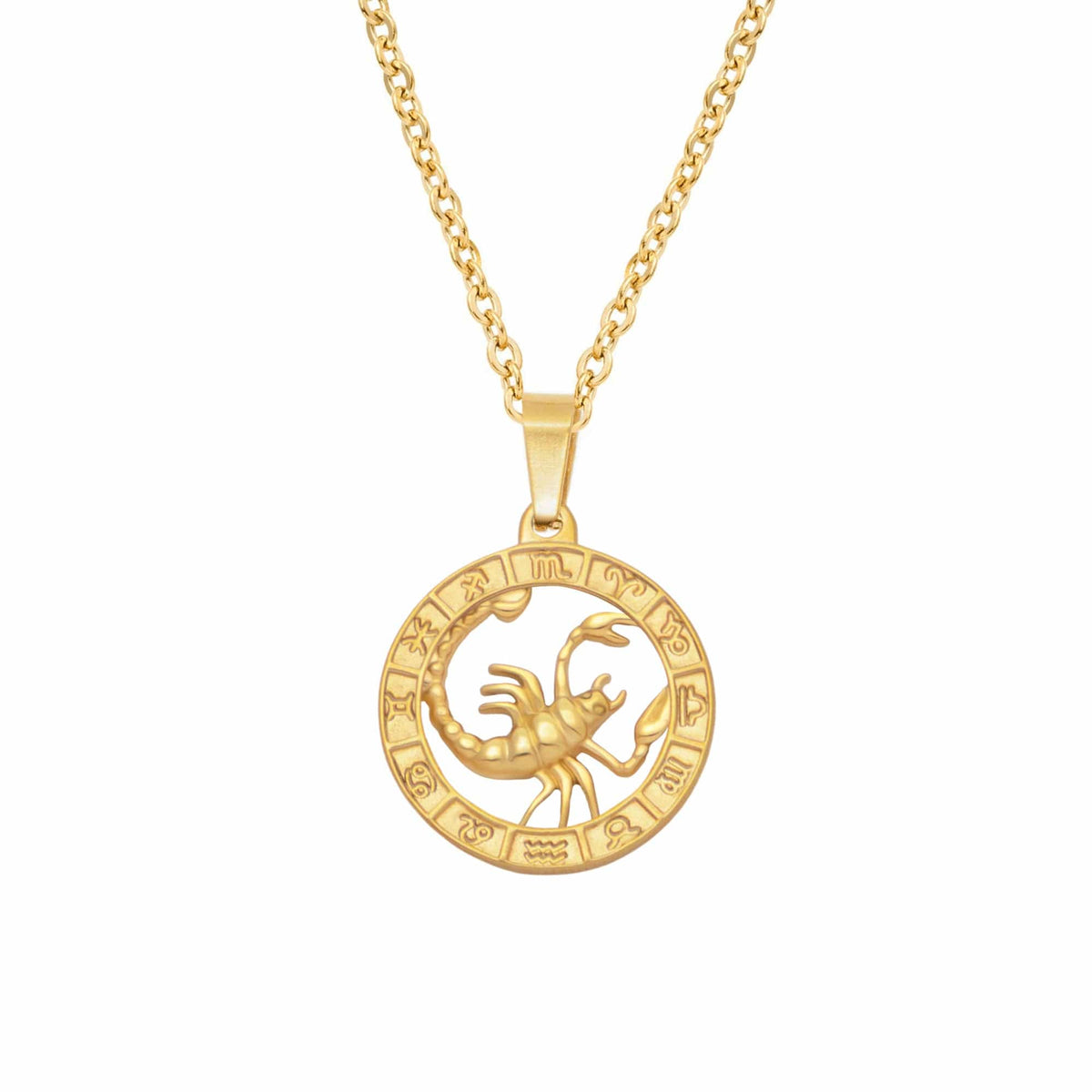 Urbanti Stainless Steel Classic Zodiac Necklace Gold / Scorpio