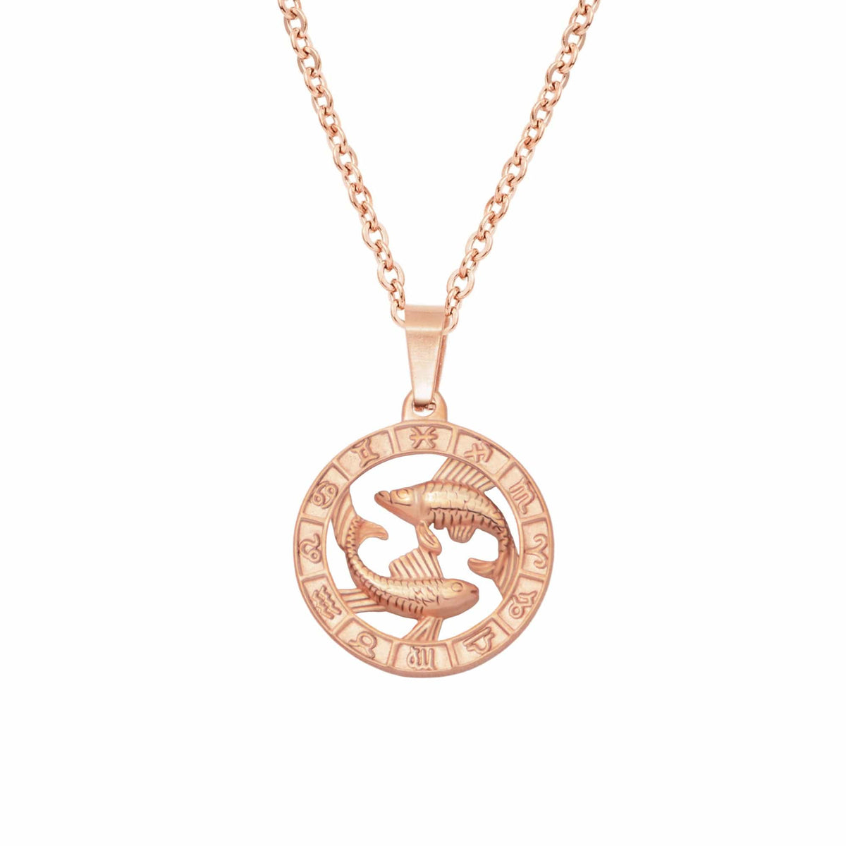 Urbanti Stainless Steel Classic Zodiac Necklace Rose Gold / Pisces