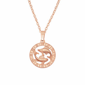 Urbanti Stainless Steel Classic Zodiac Necklace Rose Gold / Pisces