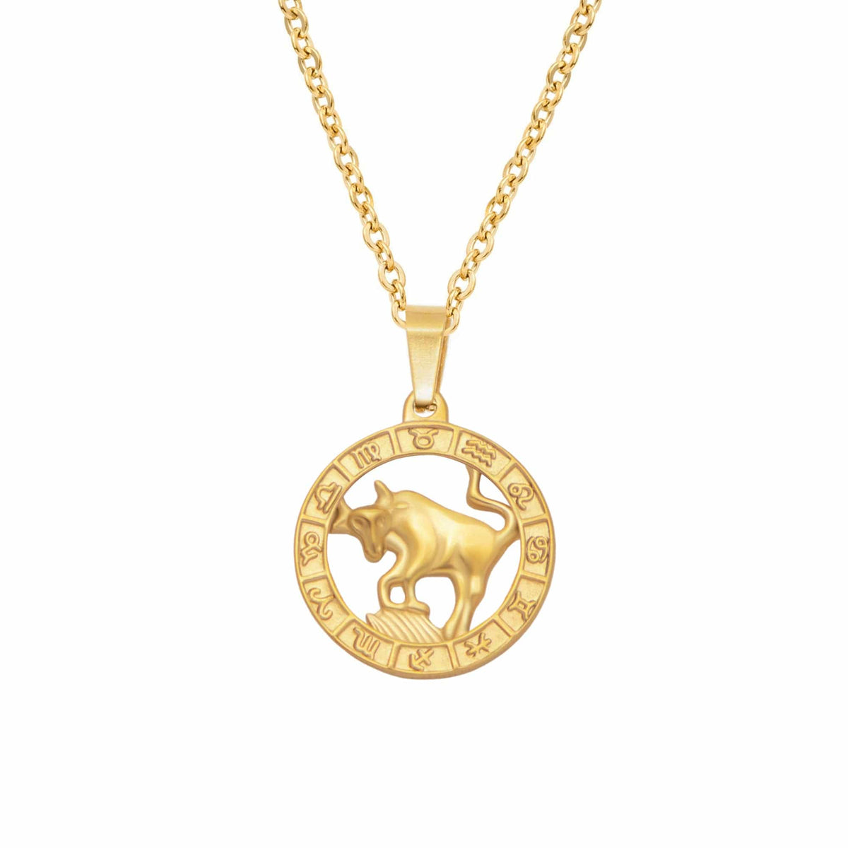 Urbanti Stainless Steel Classic Zodiac Necklace Gold / Taurus