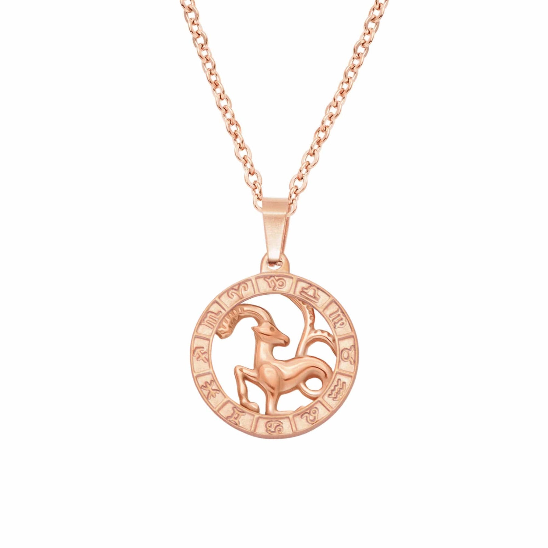 Urbanti Stainless Steel Classic Zodiac Necklace Rose Gold / Capricorn