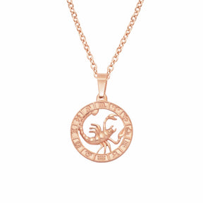 Urbanti Stainless Steel Classic Zodiac Necklace Rose Gold / Scorpio