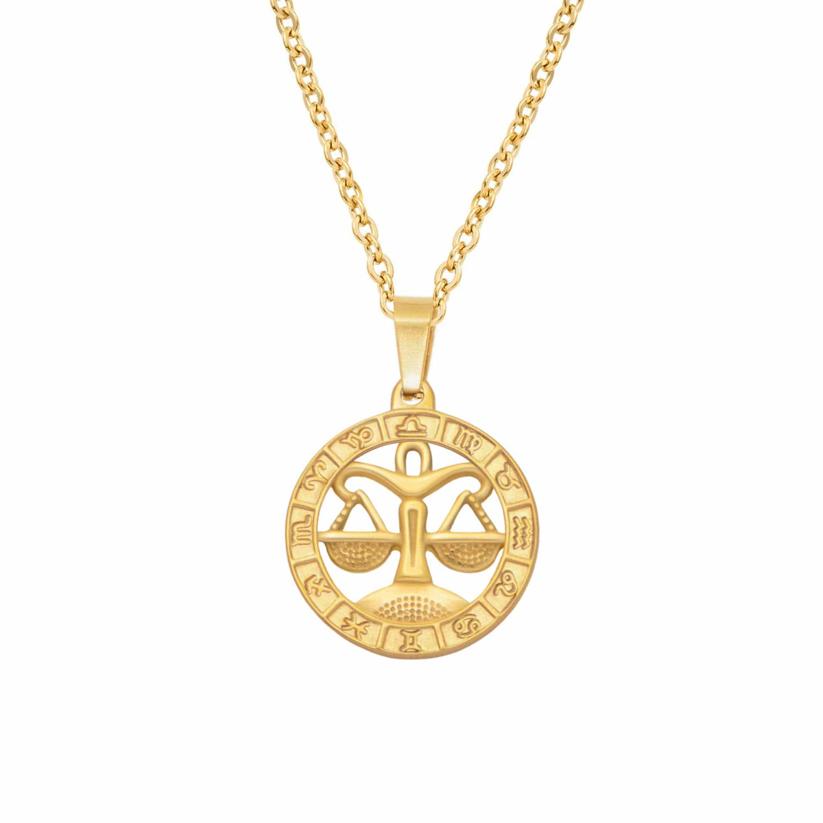 Urbanti Stainless Steel Classic Zodiac Necklace Gold / Libra