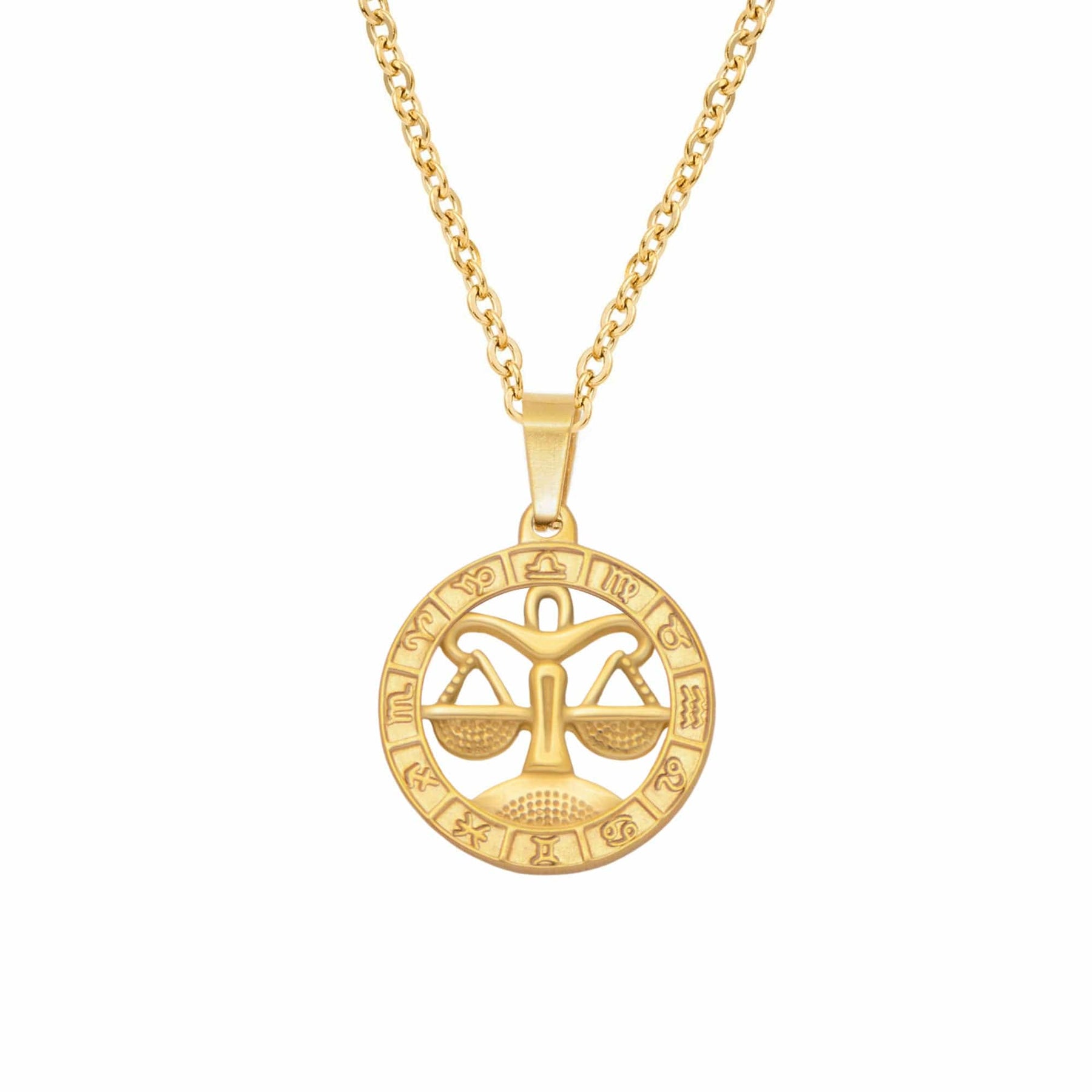 Urbanti Stainless Steel Classic Zodiac Necklace Gold / Libra