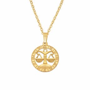 Urbanti Stainless Steel Classic Zodiac Necklace Gold / Libra