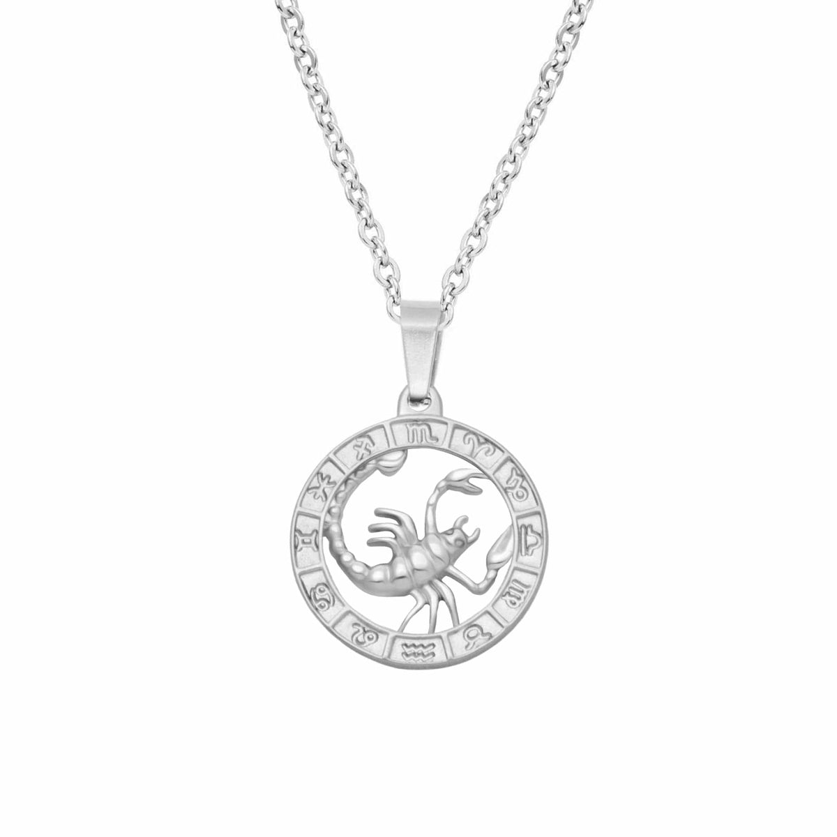 Urbanti Stainless Steel Classic Zodiac Necklace Silver / Scorpio