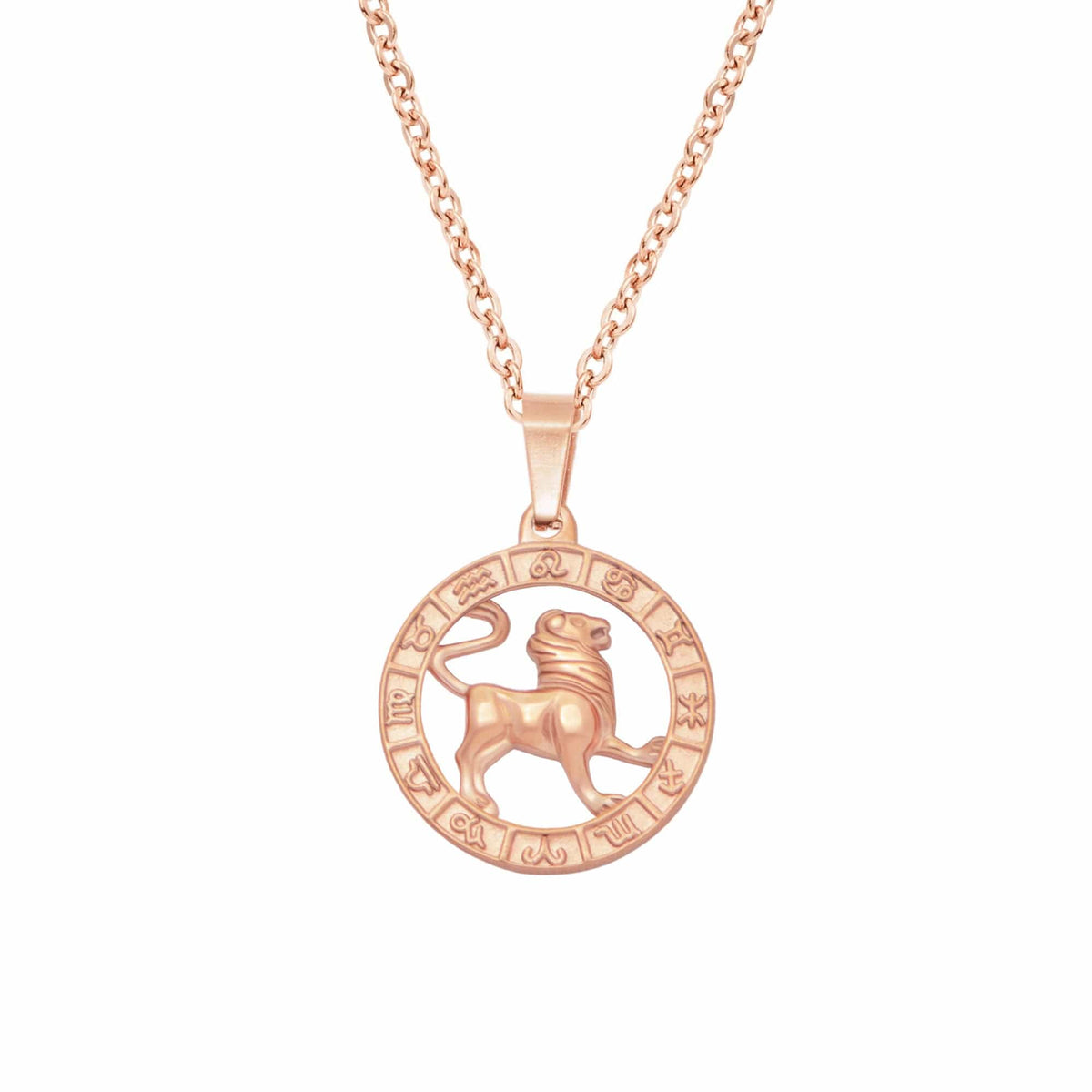 Urbanti Stainless Steel Classic Zodiac Necklace Rose Gold / Leo