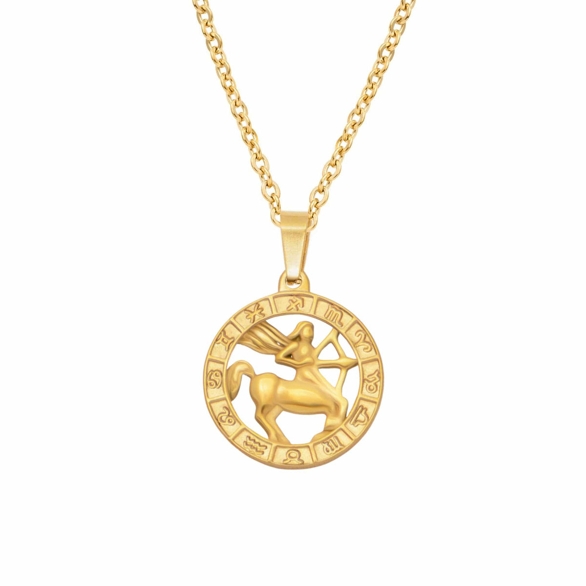 Urbanti Stainless Steel Classic Zodiac Necklace Gold / Sagittarius