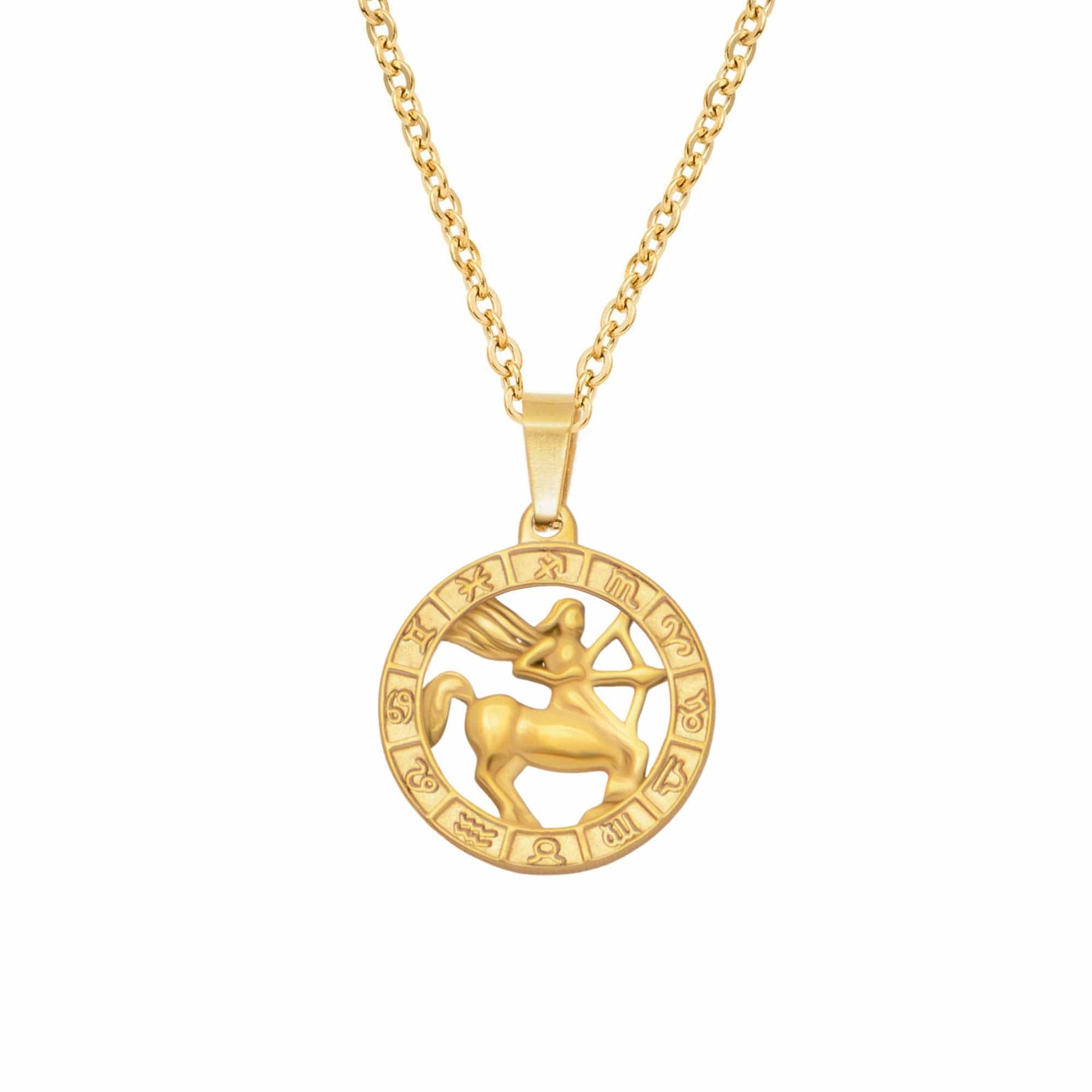 Urbanti Stainless Steel Classic Zodiac Necklace Gold / Sagittarius