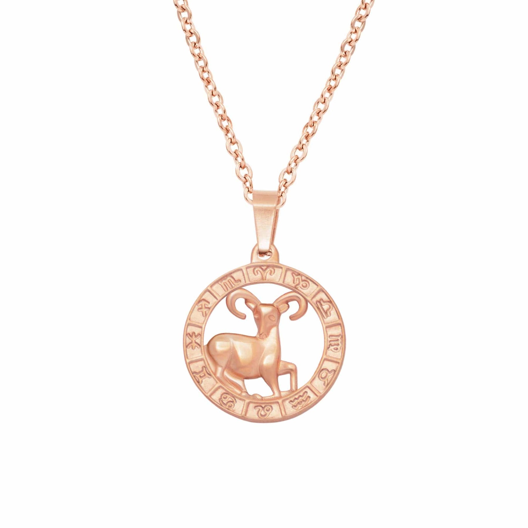 Urbanti Stainless Steel Classic Zodiac Necklace Rose Gold / Aries