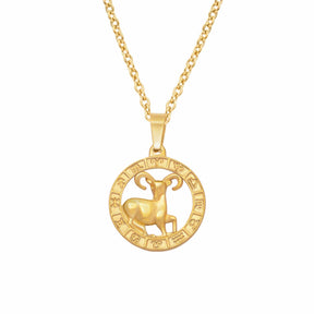 Urbanti Stainless Steel Classic Zodiac Necklace Gold / Aries