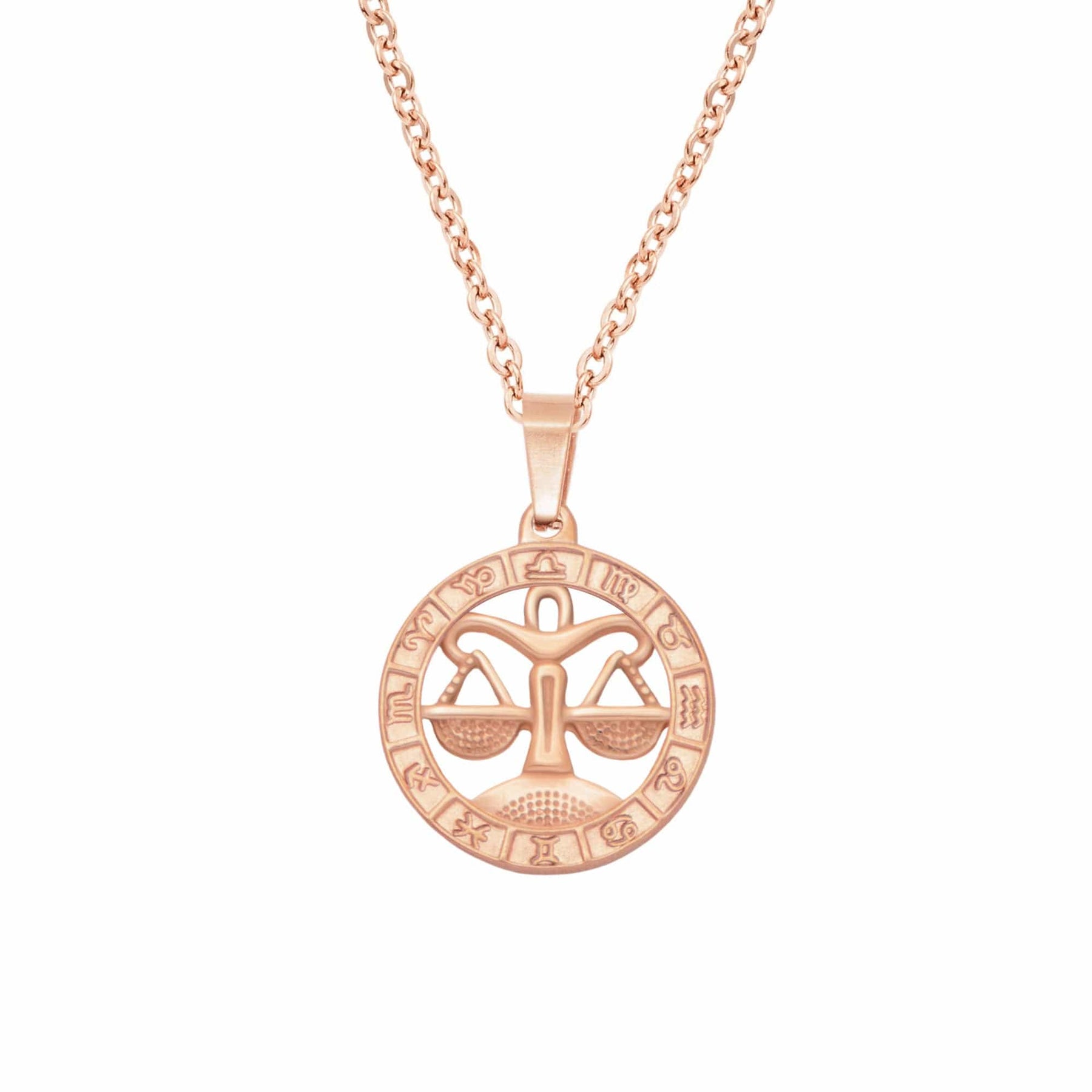 Urbanti Stainless Steel Classic Zodiac Necklace Rose Gold / Libra
