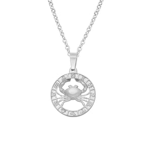 Urbanti Stainless Steel Classic Zodiac Necklace Silver / Cancer