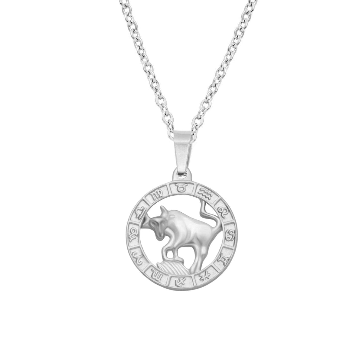 Urbanti Stainless Steel Classic Zodiac Necklace Silver / Taurus