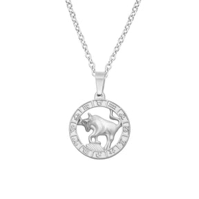 Urbanti Stainless Steel Classic Zodiac Necklace Silver / Taurus