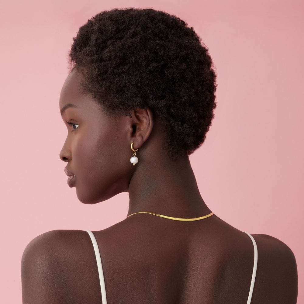 Urbanti Stainless Steel Coral Pearl Hoop Earrings