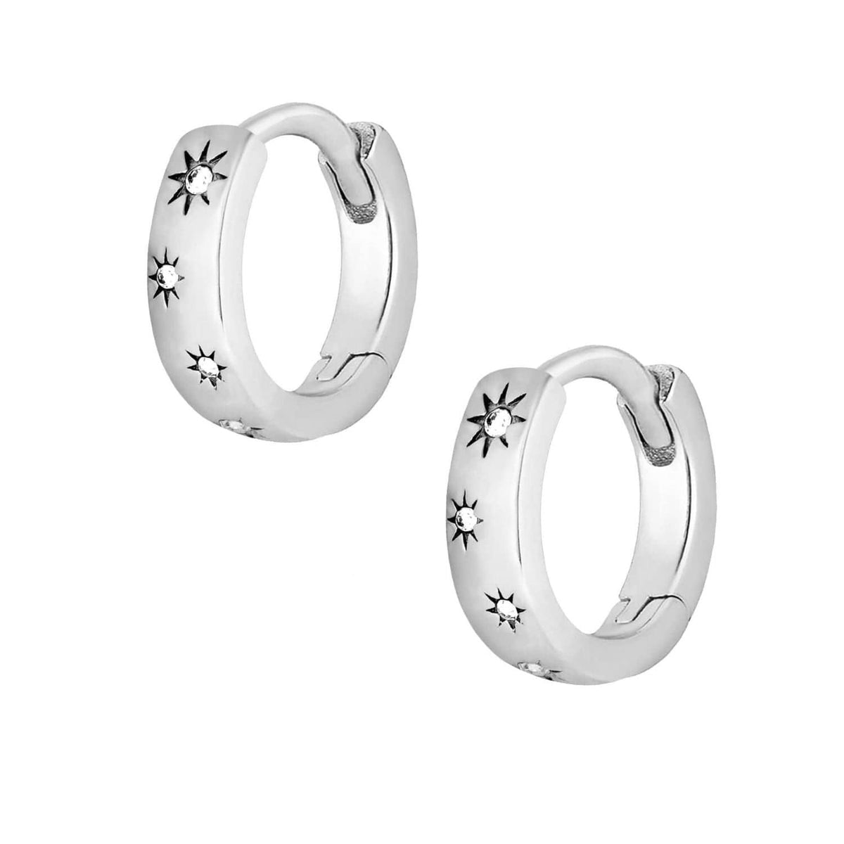 Urbanti Stainless Steel Cosmic Hoop Earrings Silver