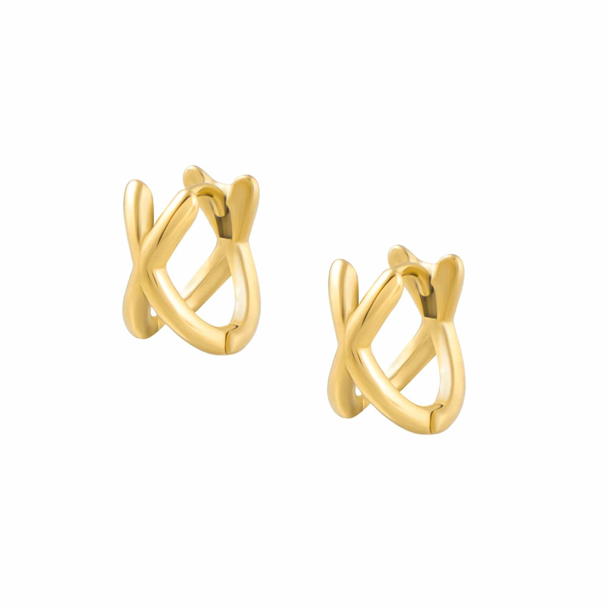 Urbanti Stainless Steel Criss Cross Hoop Earrings Gold