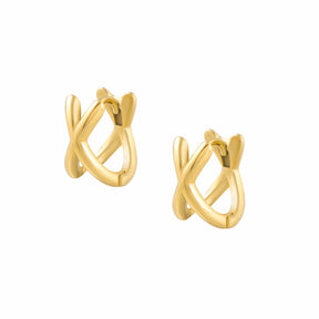Urbanti Stainless Steel Criss Cross Hoop Earrings Gold