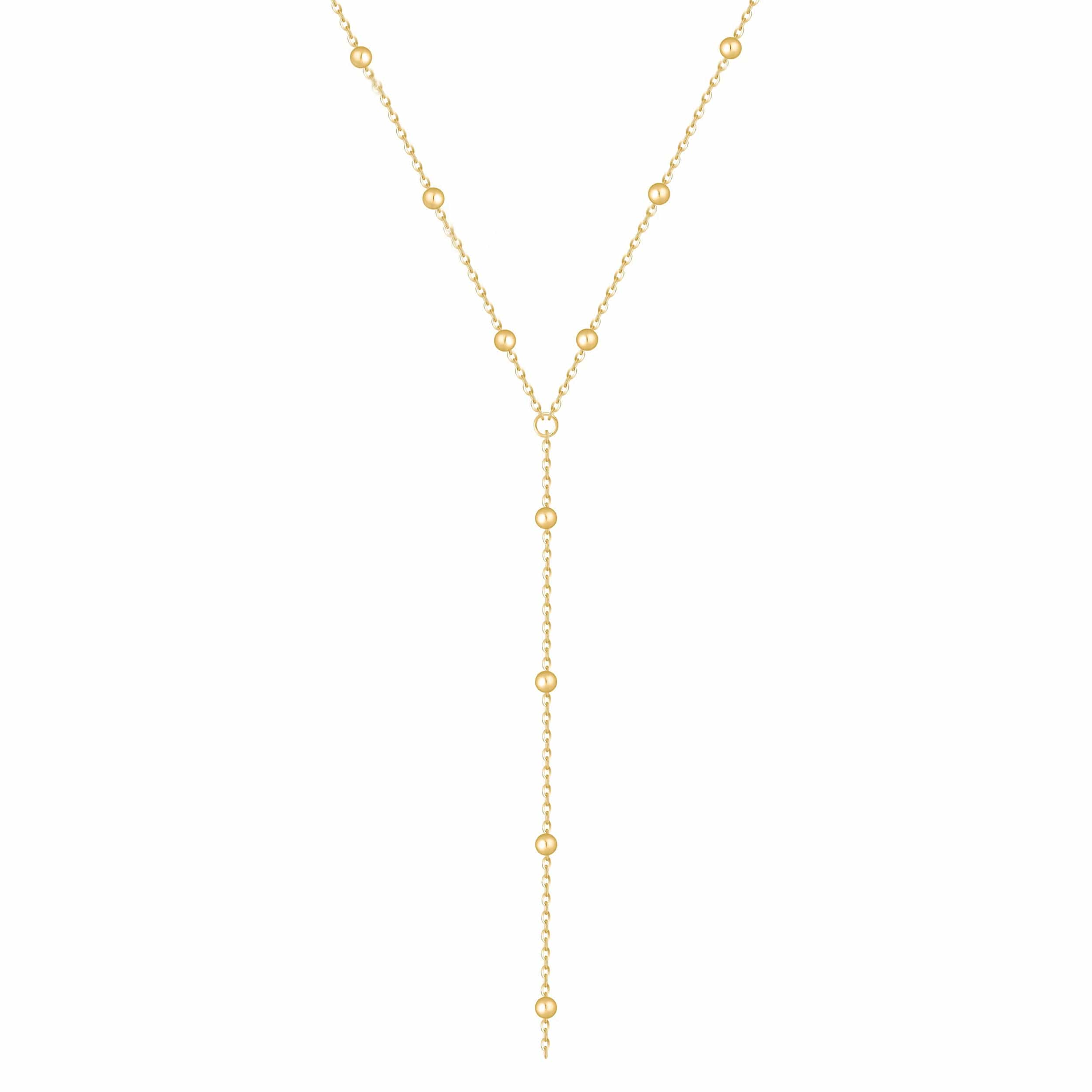 Urbanti Stainless Steel Dainty Ball Lariat Necklace