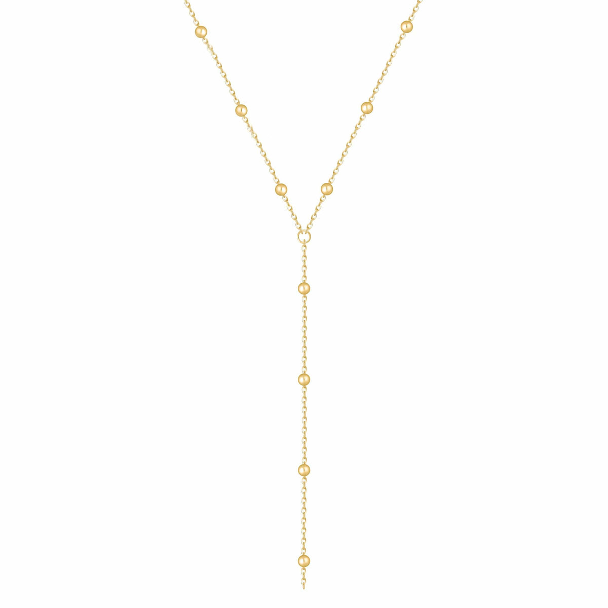 Urbanti Stainless Steel Dainty Ball Lariat Necklace