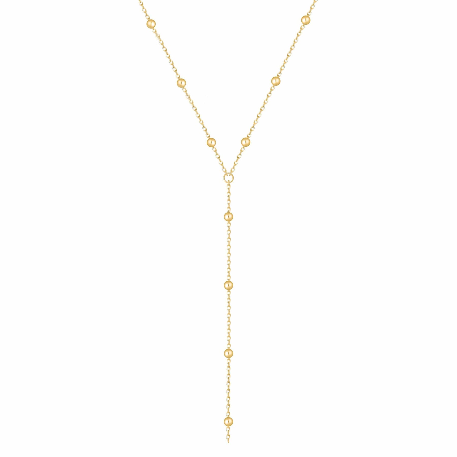Urbanti Stainless Steel Dainty Ball Lariat Necklace