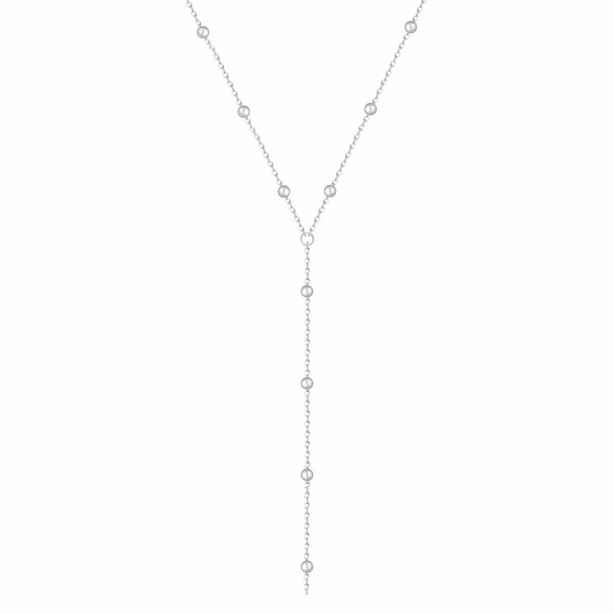 Urbanti Stainless Steel Dainty Ball Lariat Necklace