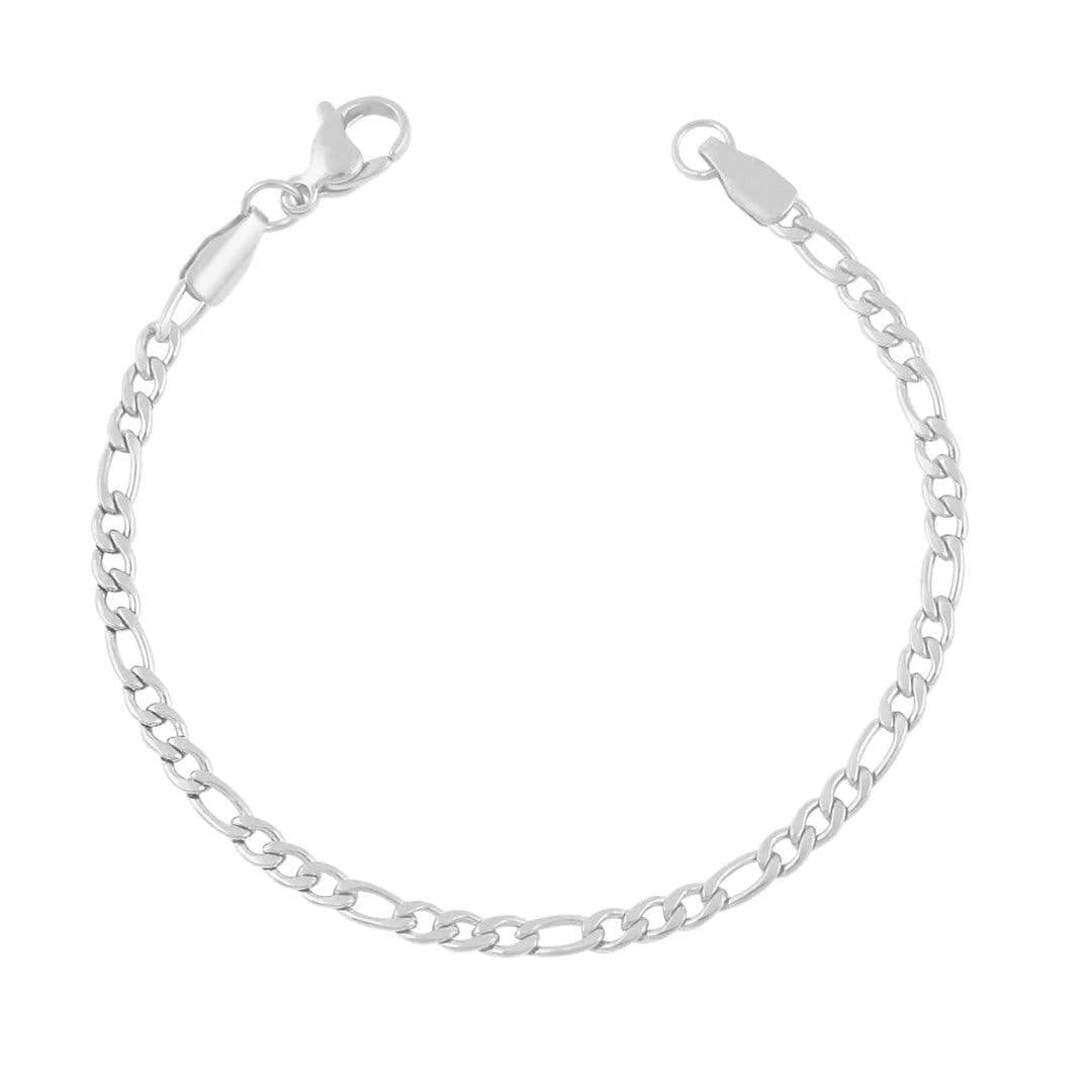 Urbanti Stainless Steel Dainty Figaro Bracelet Silver / Large