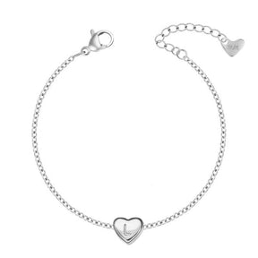 Urbanti Stainless Steel Dainty Heart Initial Bracelet