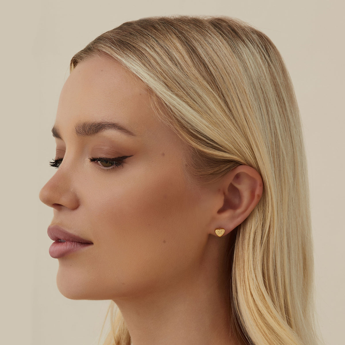 Urbanti Stainless Steel Dainty Heart Initial Earrings