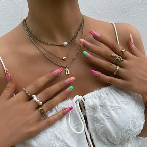 Urbanti Stainless Steel Dainty Heart Initial Necklace