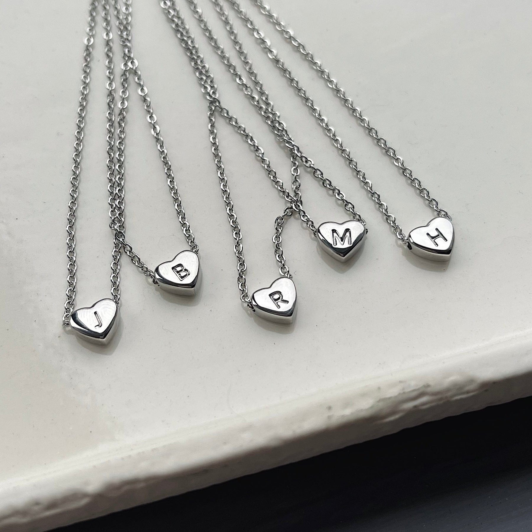 Urbanti Stainless Steel Dainty Heart Initial Necklace
