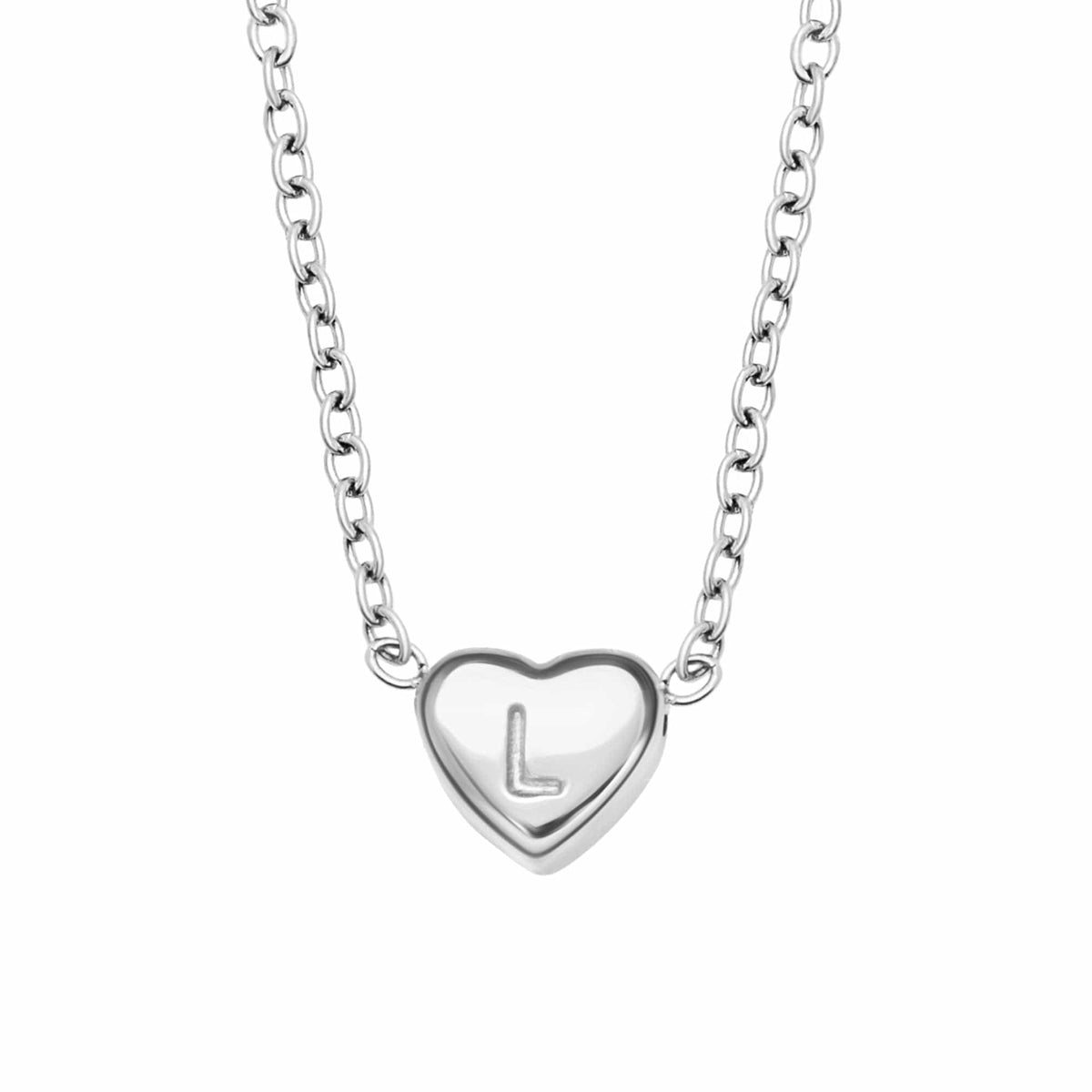 Urbanti Stainless Steel Dainty Heart Initial Necklace
