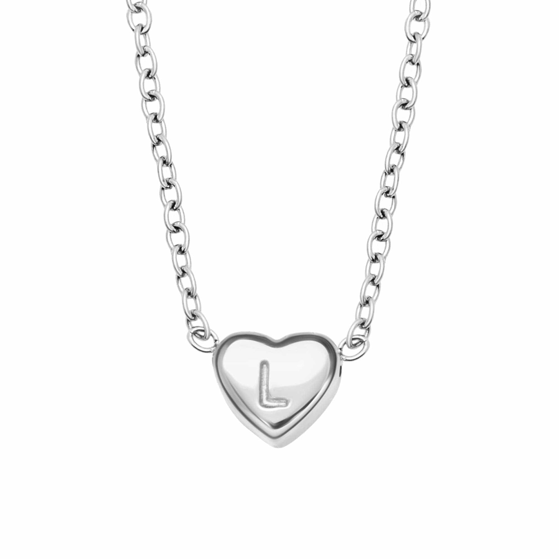 Urbanti Stainless Steel Dainty Heart Initial Necklace