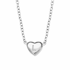 Urbanti Stainless Steel Dainty Heart Initial Necklace