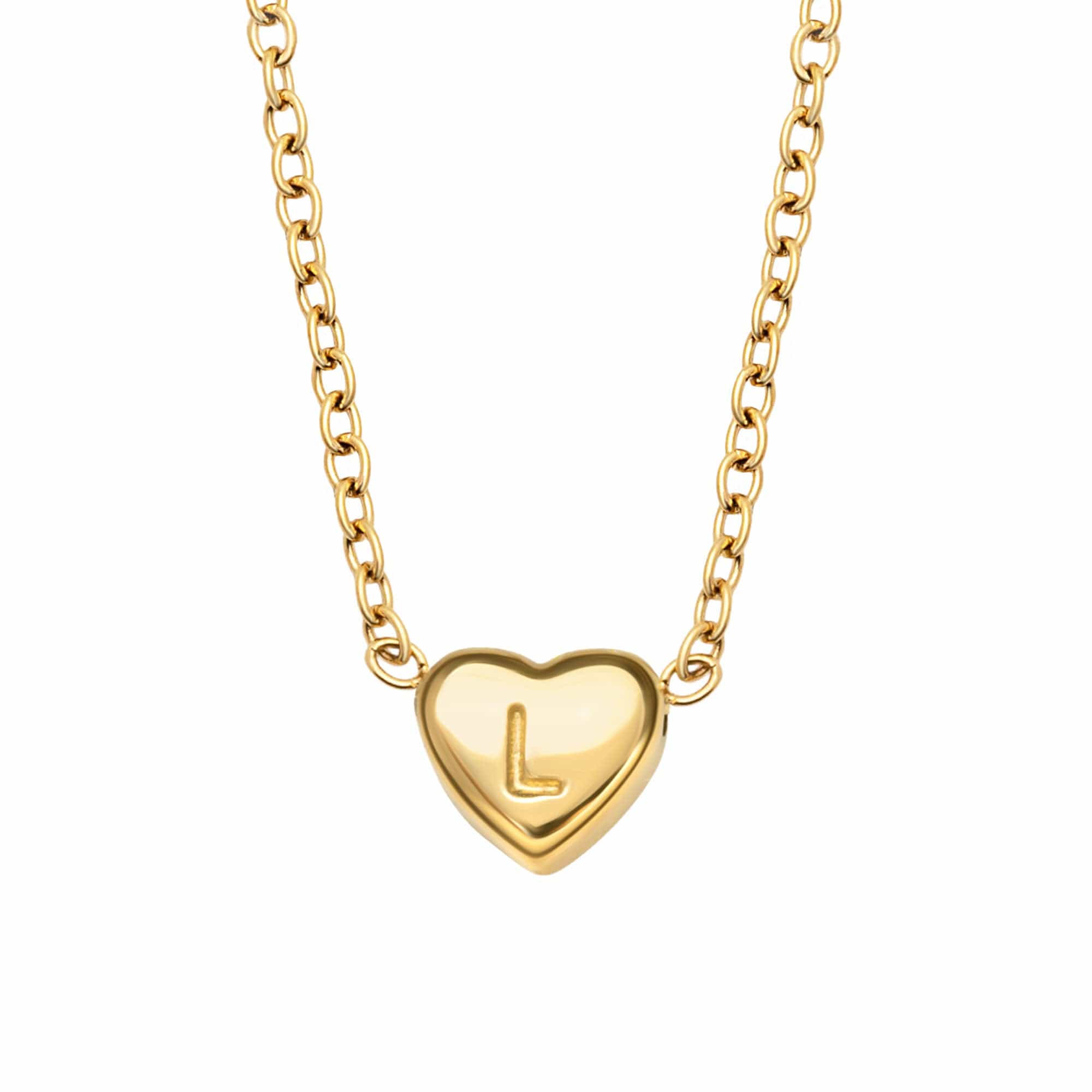 Urbanti Stainless Steel Dainty Heart Initial Necklace Gold / A