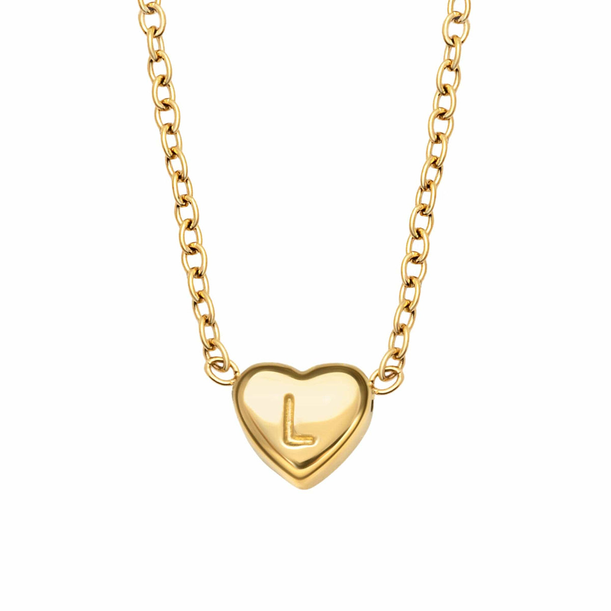 Urbanti Stainless Steel Dainty Heart Initial Necklace Gold / A