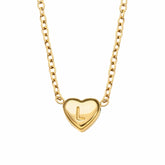 Urbanti Stainless Steel Dainty Heart Initial Necklace Gold / A