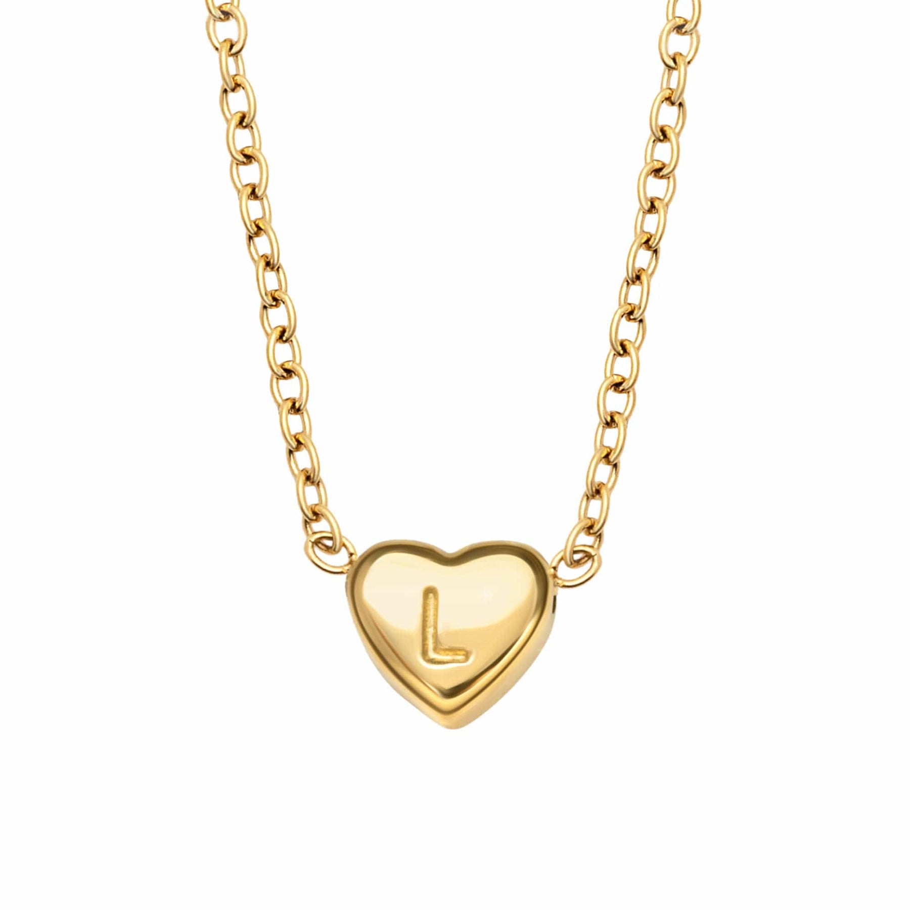 Urbanti Stainless Steel Dainty Heart Initial Necklace Gold / A