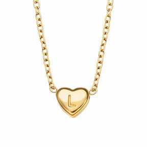Urbanti Stainless Steel Dainty Heart Initial Necklace Gold / A
