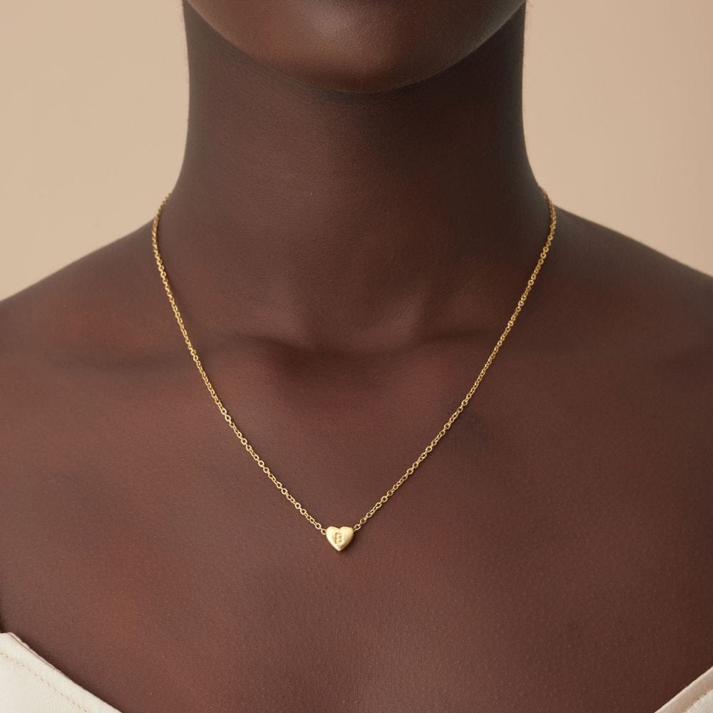 Urbanti Stainless Steel Dainty Heart Initial Necklace