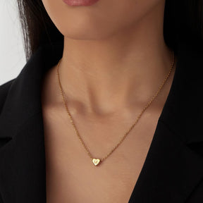Urbanti Stainless Steel Dainty Heart Initial Necklace