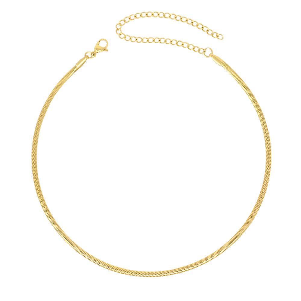 Urbanti Stainless Steel Dainty Herringbone Choker / Necklace Gold / Choker