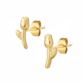 Urbanti Stainless Steel Dainty Rose Stud Earrings Gold