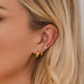 Urbanti Stainless Steel Daisy Hoop Earrings