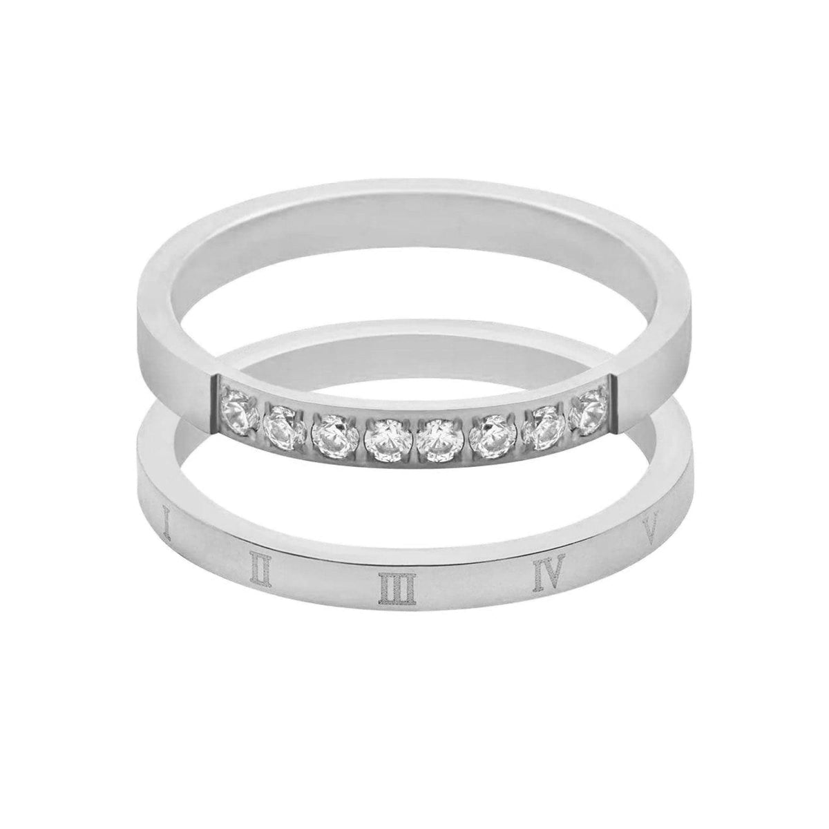 Urbanti Stainless Steel Delphine Ring Pair Silver / US 4 / UK H / EUR 46 / (xxsmall)