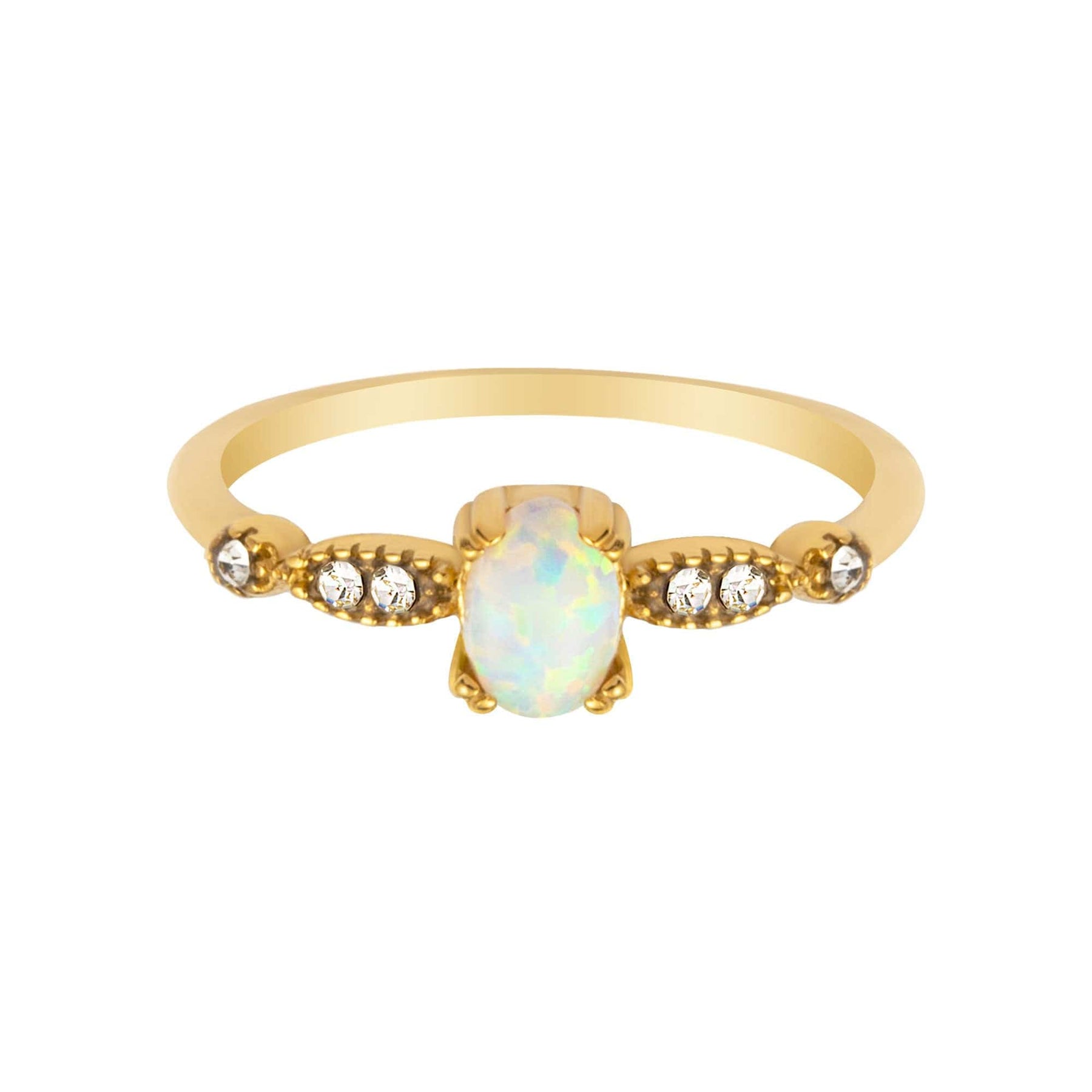 Urbanti Stainless Steel Destiny Opal Ring Gold / US 6 / UK L / EUR 51 (small)