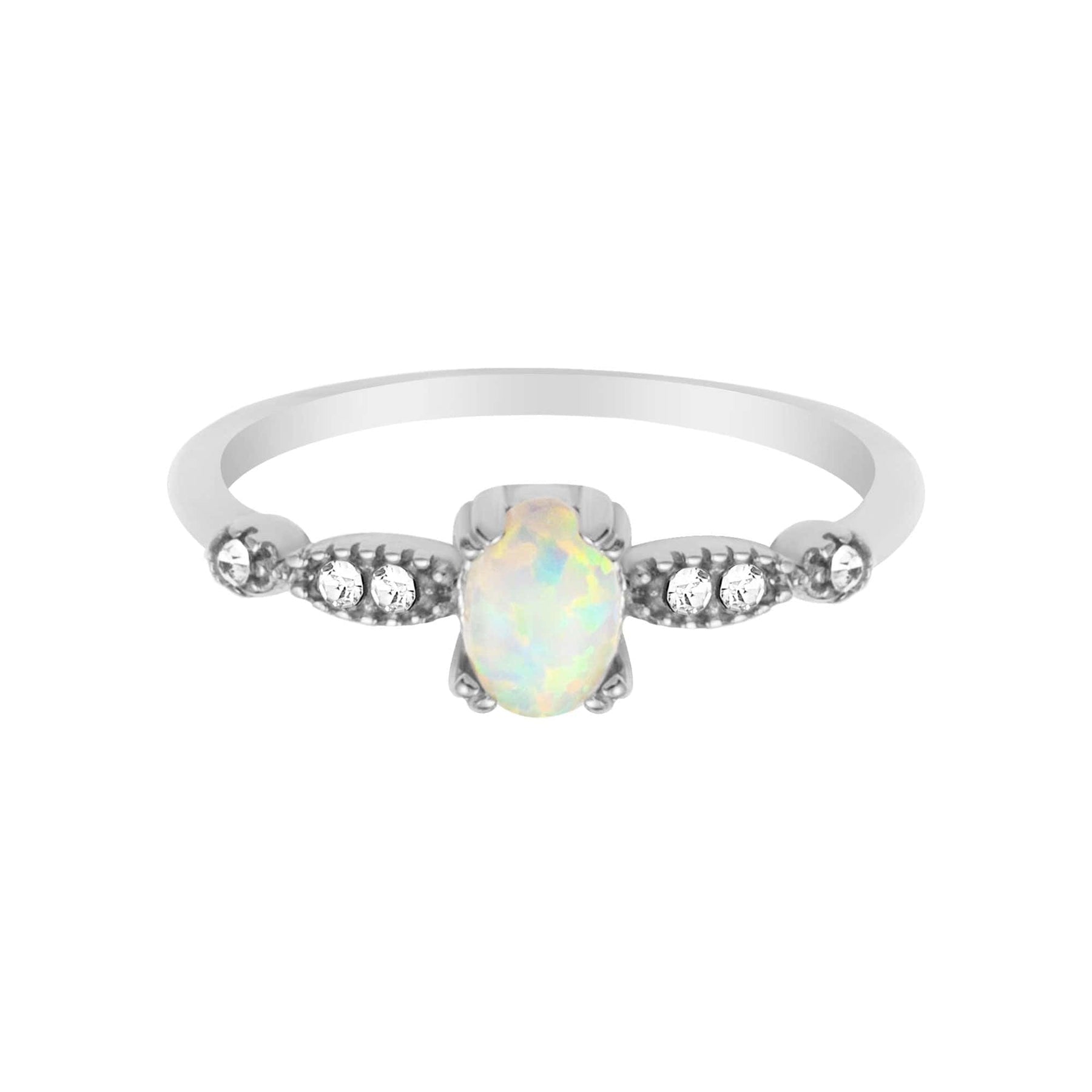 Urbanti Stainless Steel Destiny Opal Ring Silver / US 6 / UK L / EUR 51 (small)