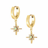 Urbanti Stainless Steel Dolly Opal Hoop Earrings Gold
