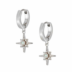 Urbanti Stainless Steel Dolly Opal Hoop Earrings Silver